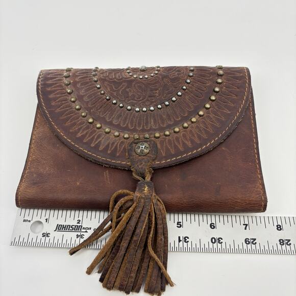 Patricia Nash Colli Brown Leather Trifold Tasseled Wallet - Picture 5 of 6